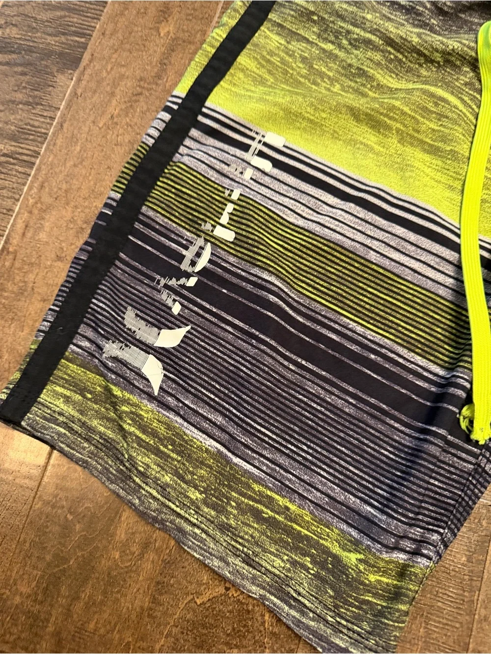 Buckle Hurley Men’s Neon Yellow & Black Striped Board Shorts